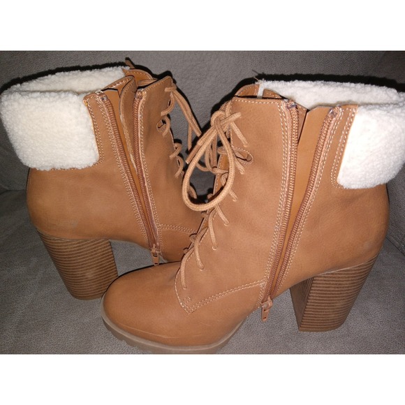 Ana Redwood Boot Womens Size 9.5 M Heel Booties Faux Fur Trim - Picture 8 of 12
